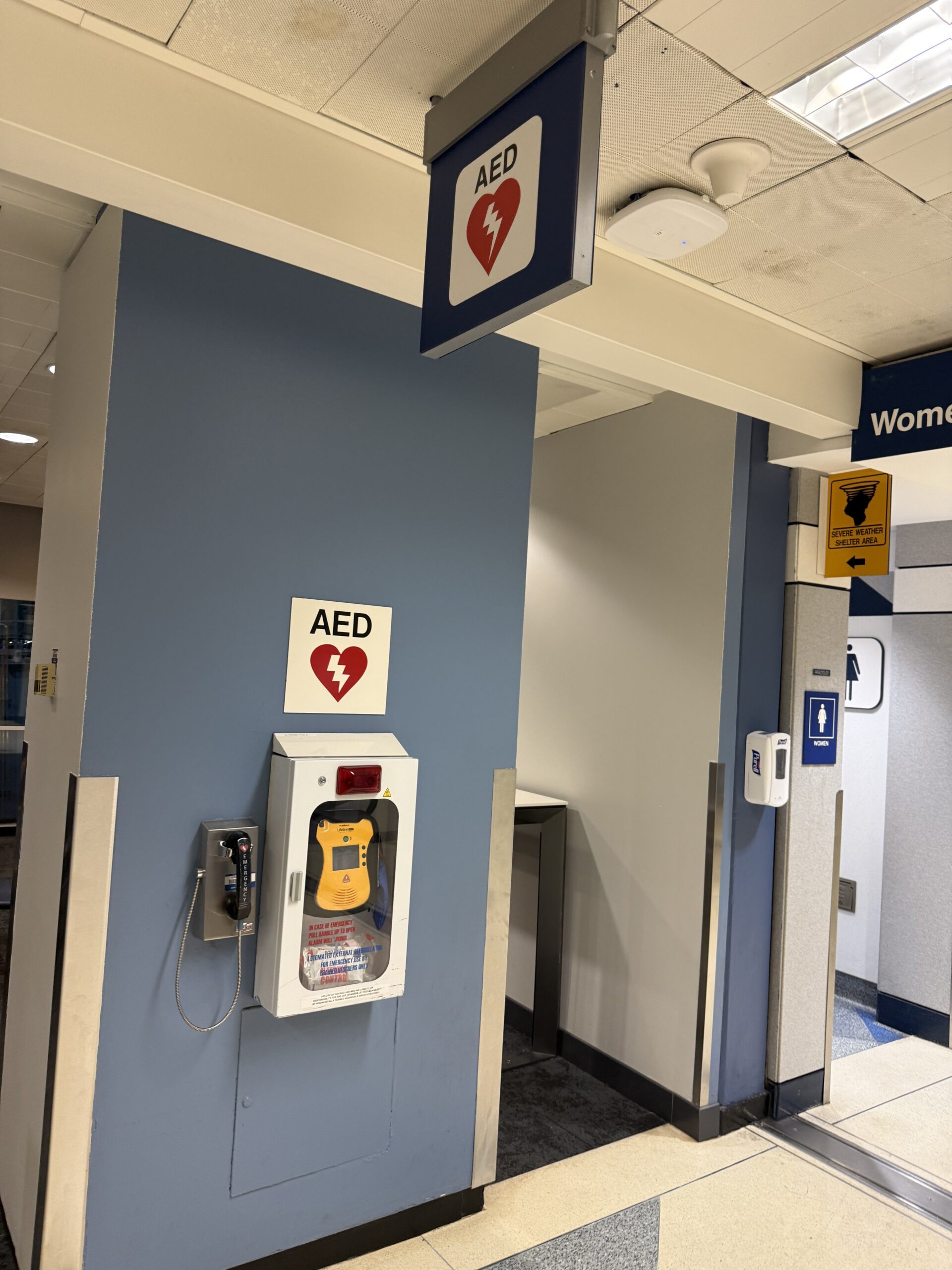 Lifeline AED installed at O'Hare Airport in Chicago, IL